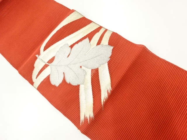 リサイクル　絽　葉模様織り出し名古屋帯